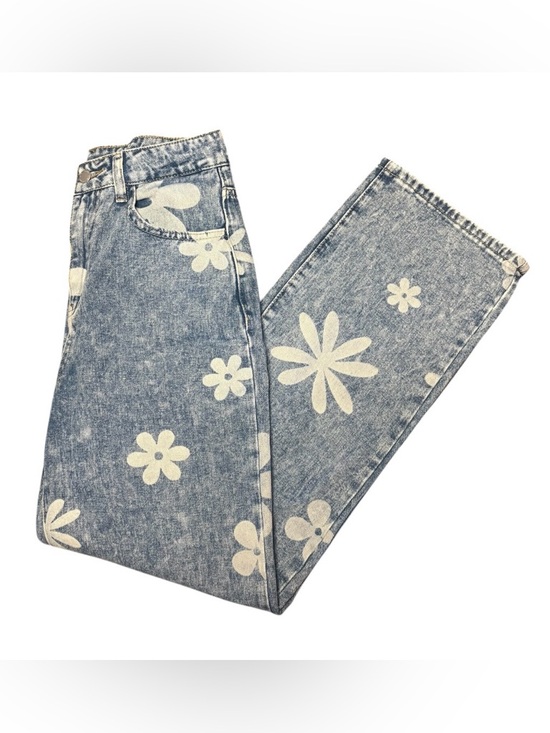 SHEIN Denim - SHEIN Light Blue Floral Straight Leg Jeans